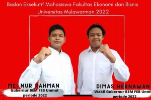 Resmi, Mei Nur dan Dimas Hernawan sebagai Gubernur dan Wakil Gubernur BEM FEB